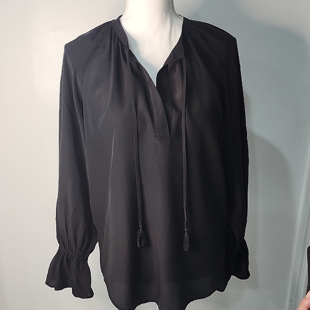 Joie Black Blouse with Tassel Tie